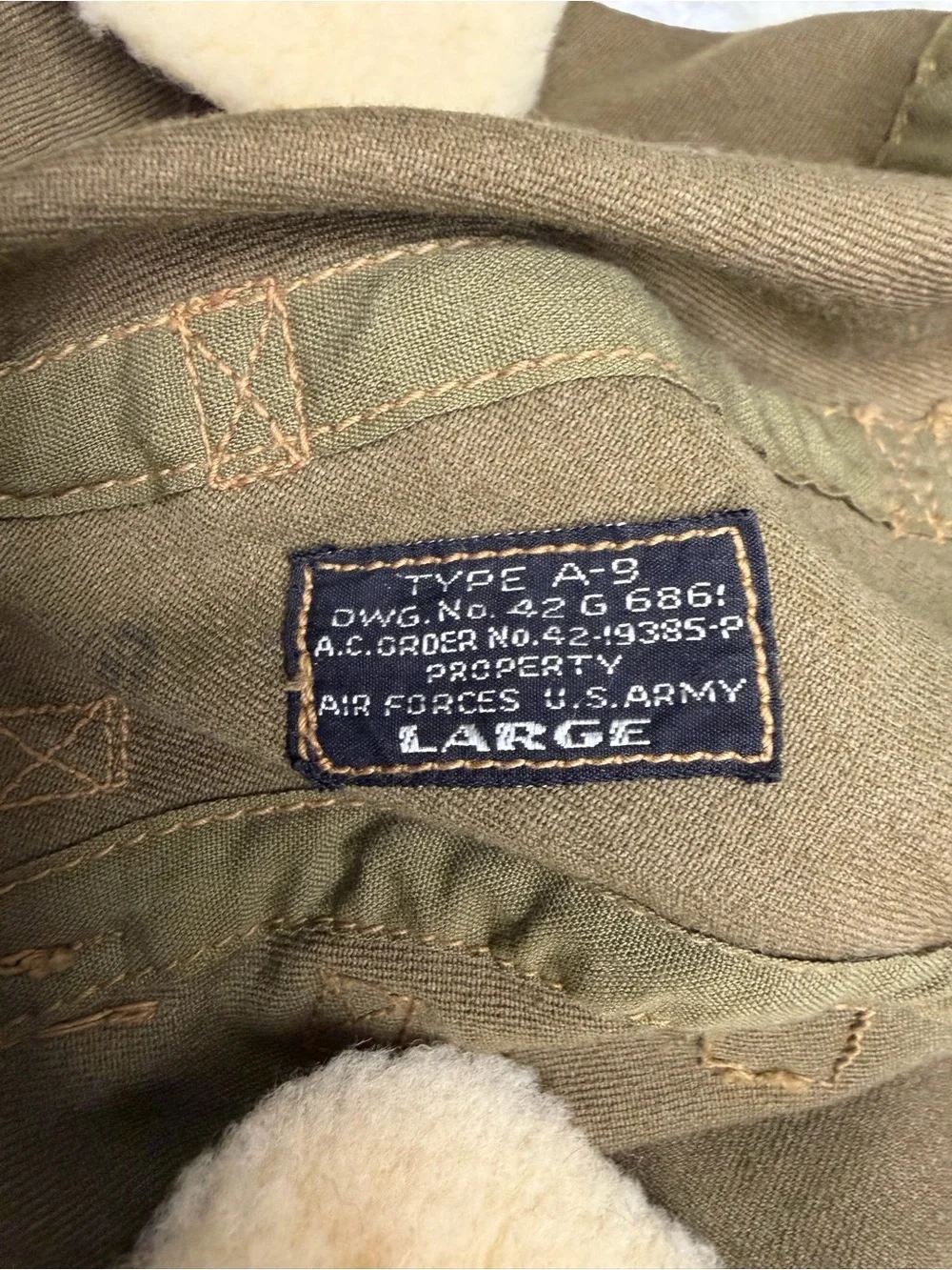 VTG WW2 US Army Air Force Type A-9 Cloth Flight Helmet Size Large - Picture 9 of 12
